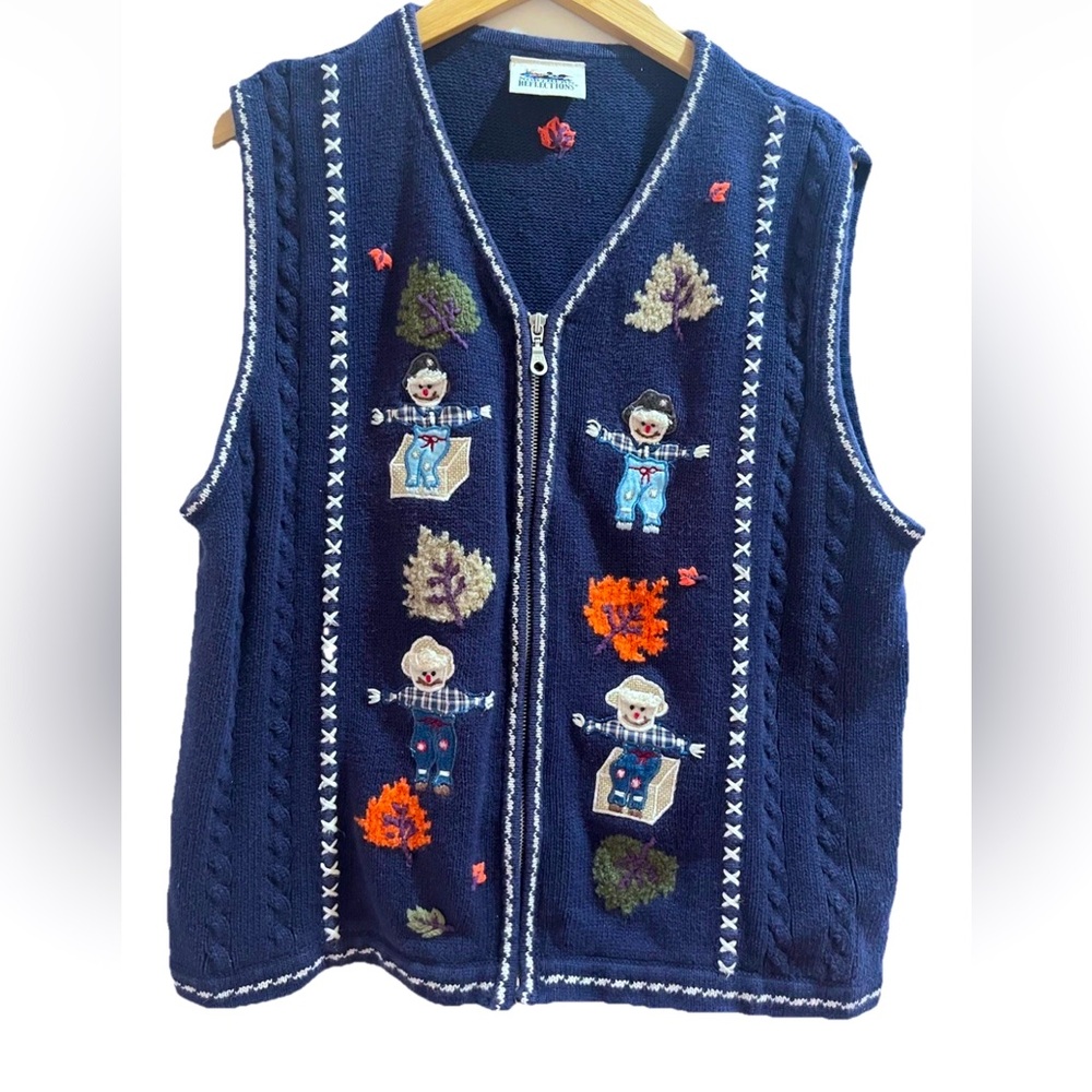 Northern Reflections Vintage Sweater Vest Thanksgiving Fall Large